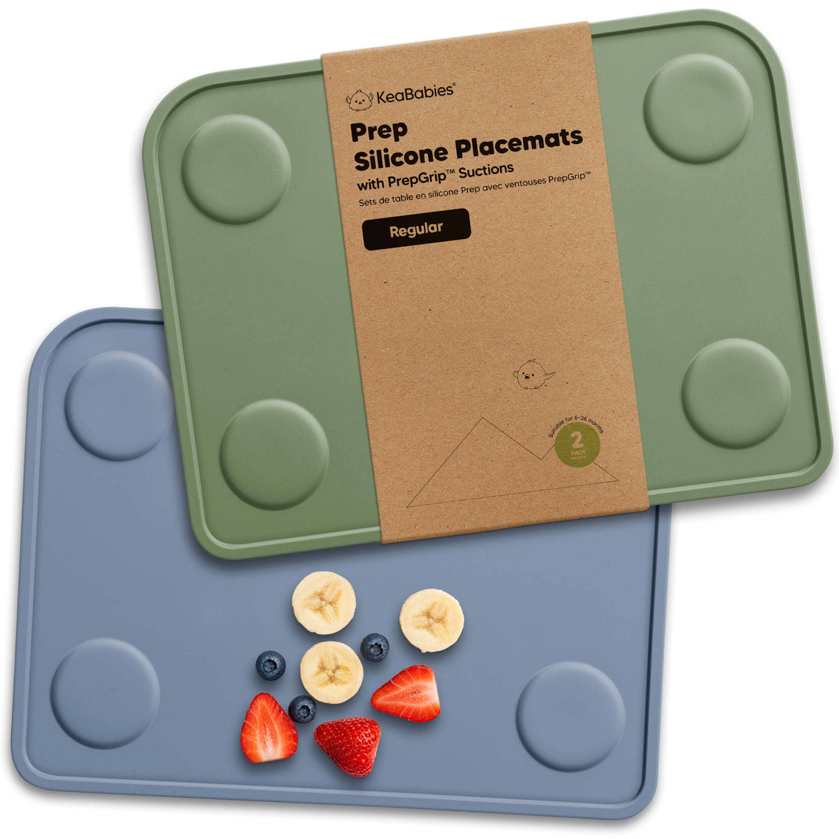 2-Pack Prep Silicone Placemats for Baby, Toddlers, Kids