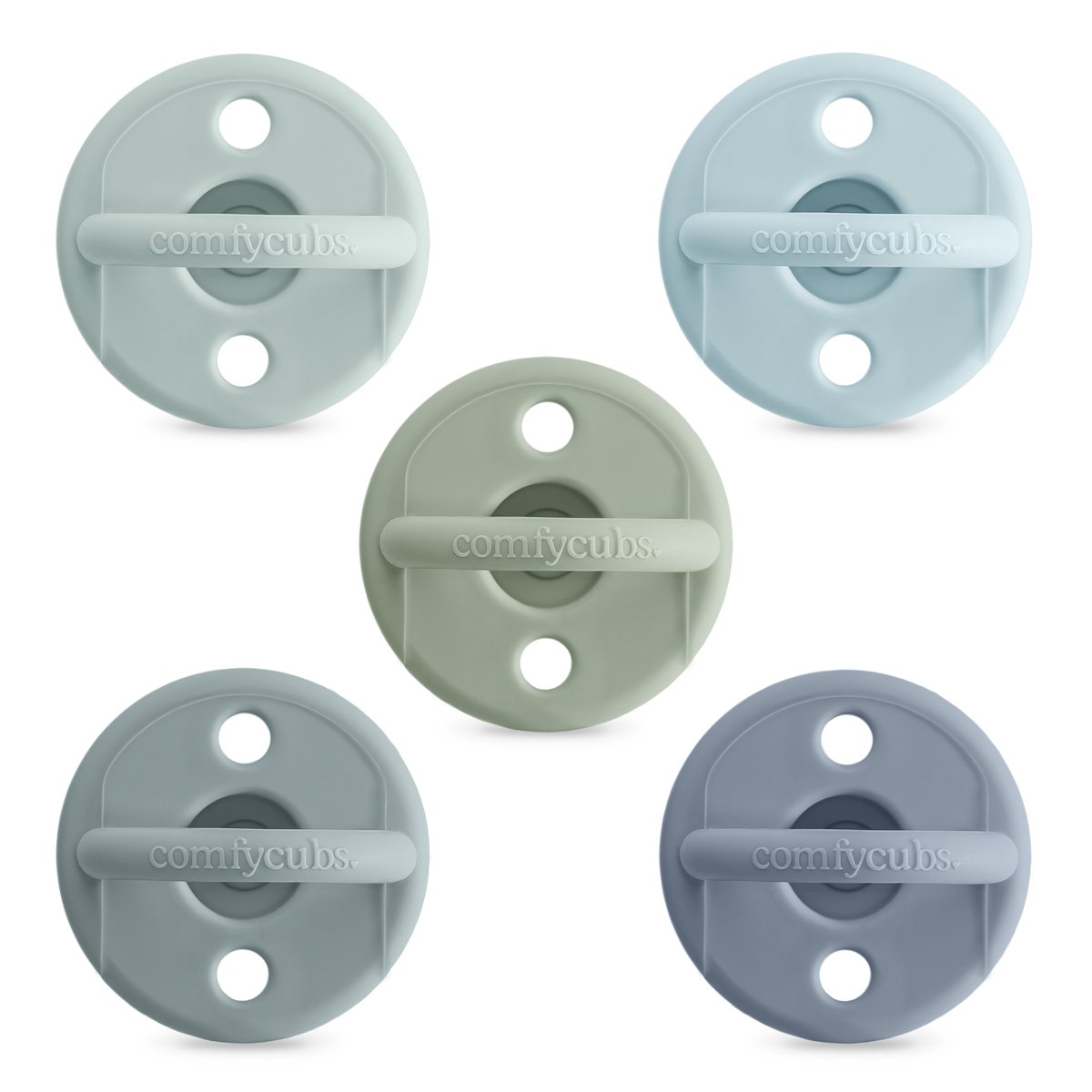 Baby Pacifier 5 Pack, 100% Food Garde Silicone by Comfy Cubs