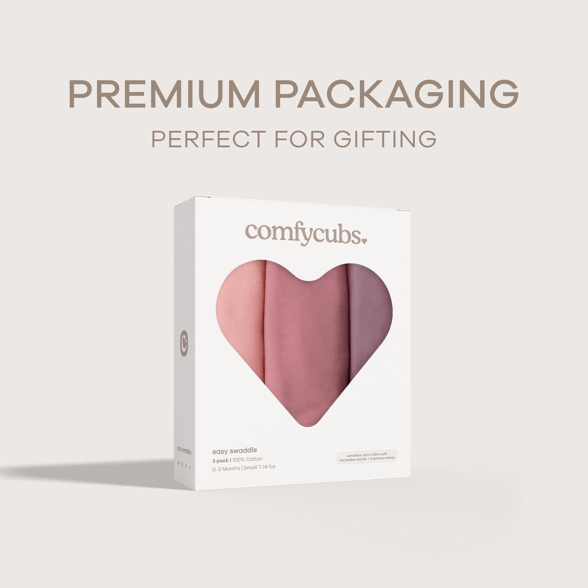 Easy Swaddle Blanket, 3 Pack - 100% Cotton by Comfy Cubs