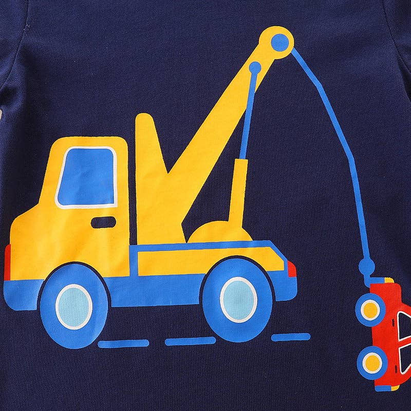 Kids' Long Sleeve Excavator Print T-Shirt Cute Casual Style