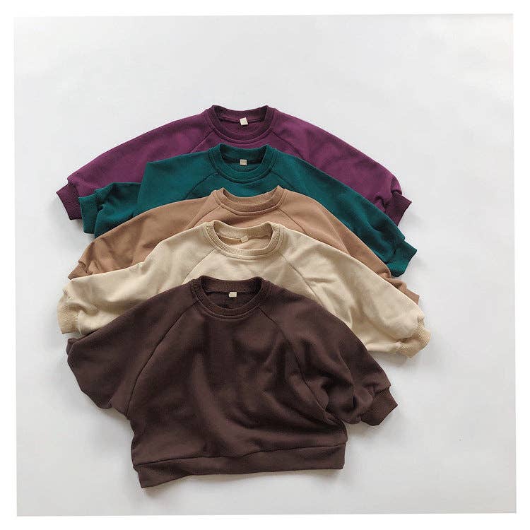 Cotton Kids Pullover Sweatshirt with Crew Neck and Long Sleeves