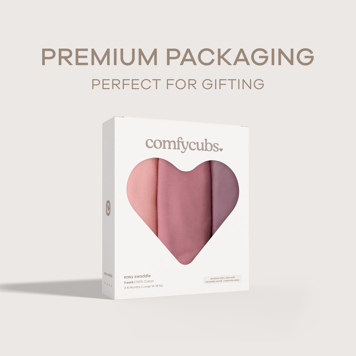 Easy Swaddle Blanket, 3 Pack - 100% Cotton by Comfy Cubs