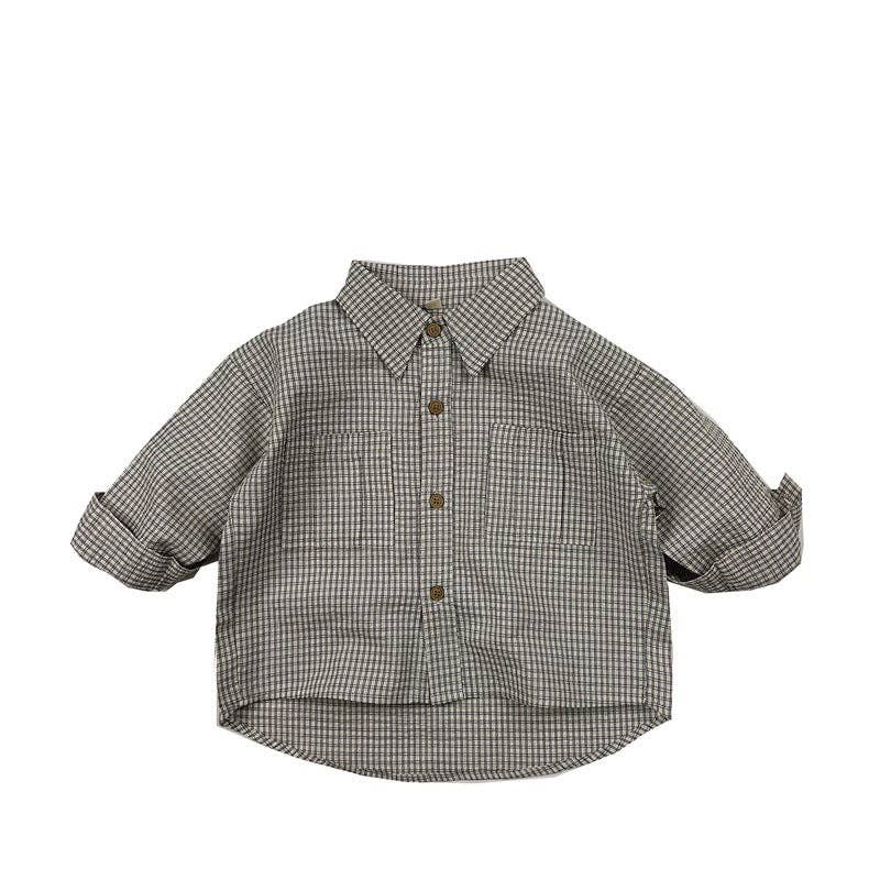 Retro Plaid Button-Up Shirt for Kids