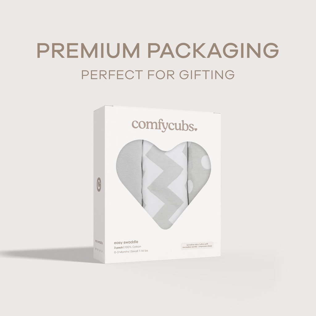 Easy Swaddle Blanket, 3 Pack - 100% Cotton by Comfy Cubs