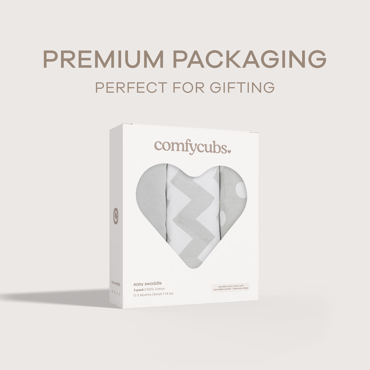 Easy Swaddle Blanket, 3 Pack - 100% Cotton by Comfy Cubs