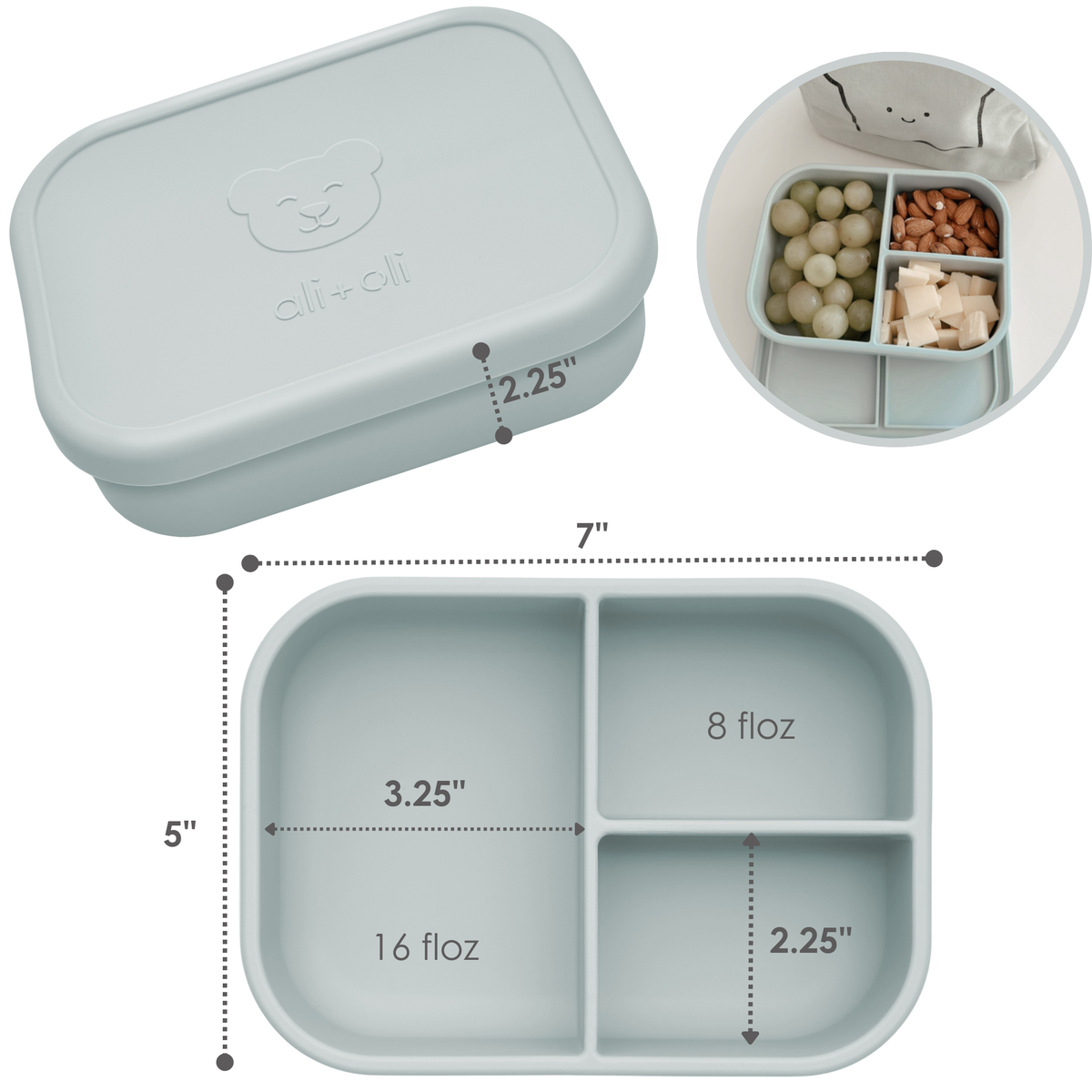 Ali+Oli Leakproof Silicone Bento Box (Blue) Back to School