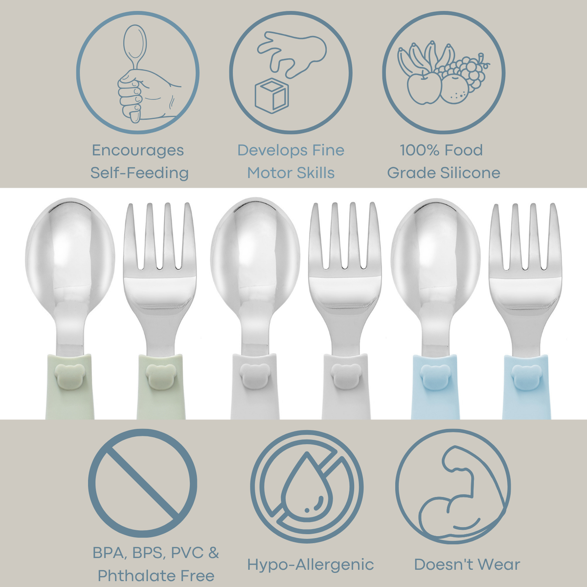 Ali+Oli (6pc) Toddler Utensils Set - Stainless Steel (Bears)