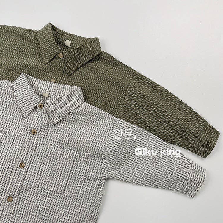 Retro Plaid Button-Up Shirt for Kids