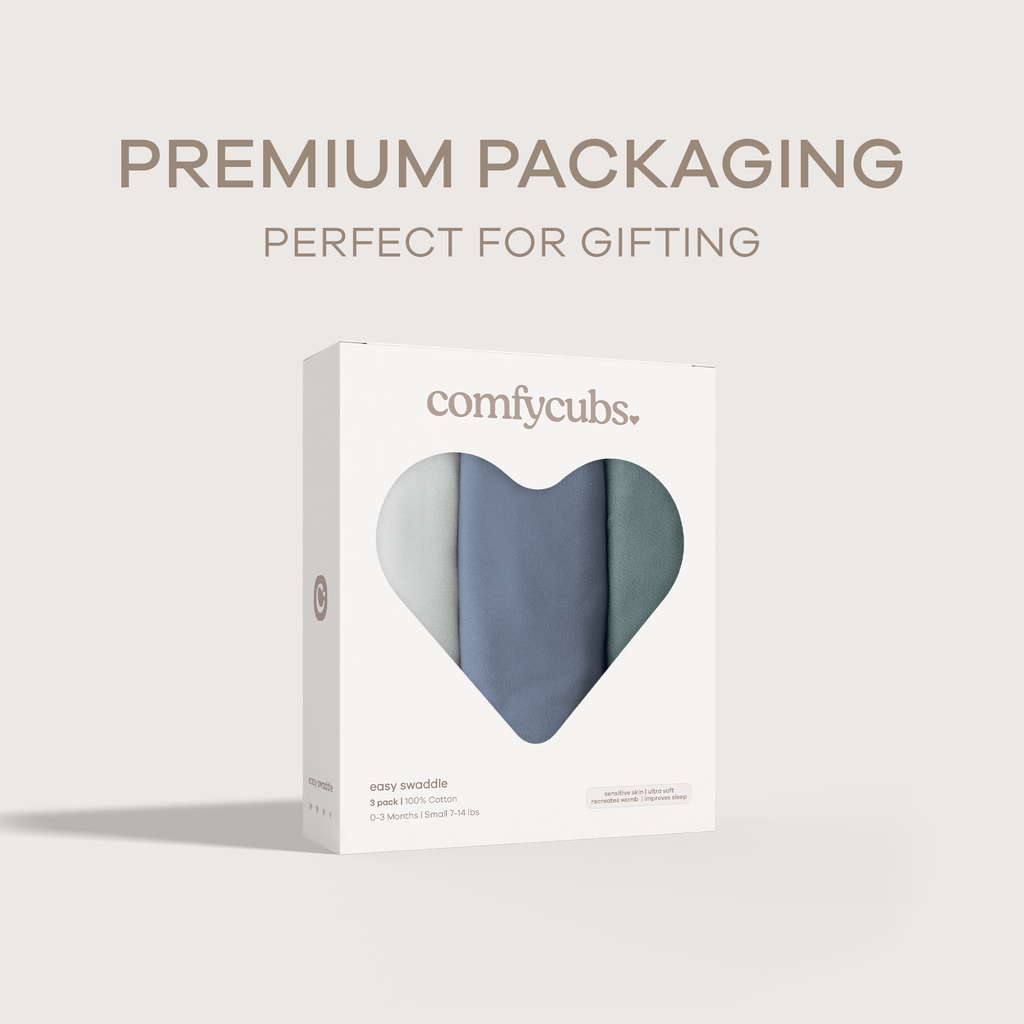 Easy Swaddle Blanket, 3 Pack - 100% Cotton by Comfy Cubs