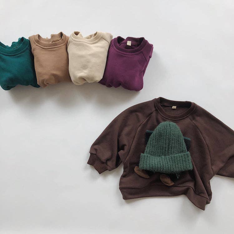 Cotton Kids Pullover Sweatshirt with Crew Neck and Long Sleeves