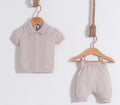 2-Piece Short Sleeve Sweater & Knitted Shorts Set 6895