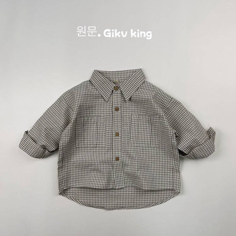 Retro Plaid Button-Up Shirt for Kids