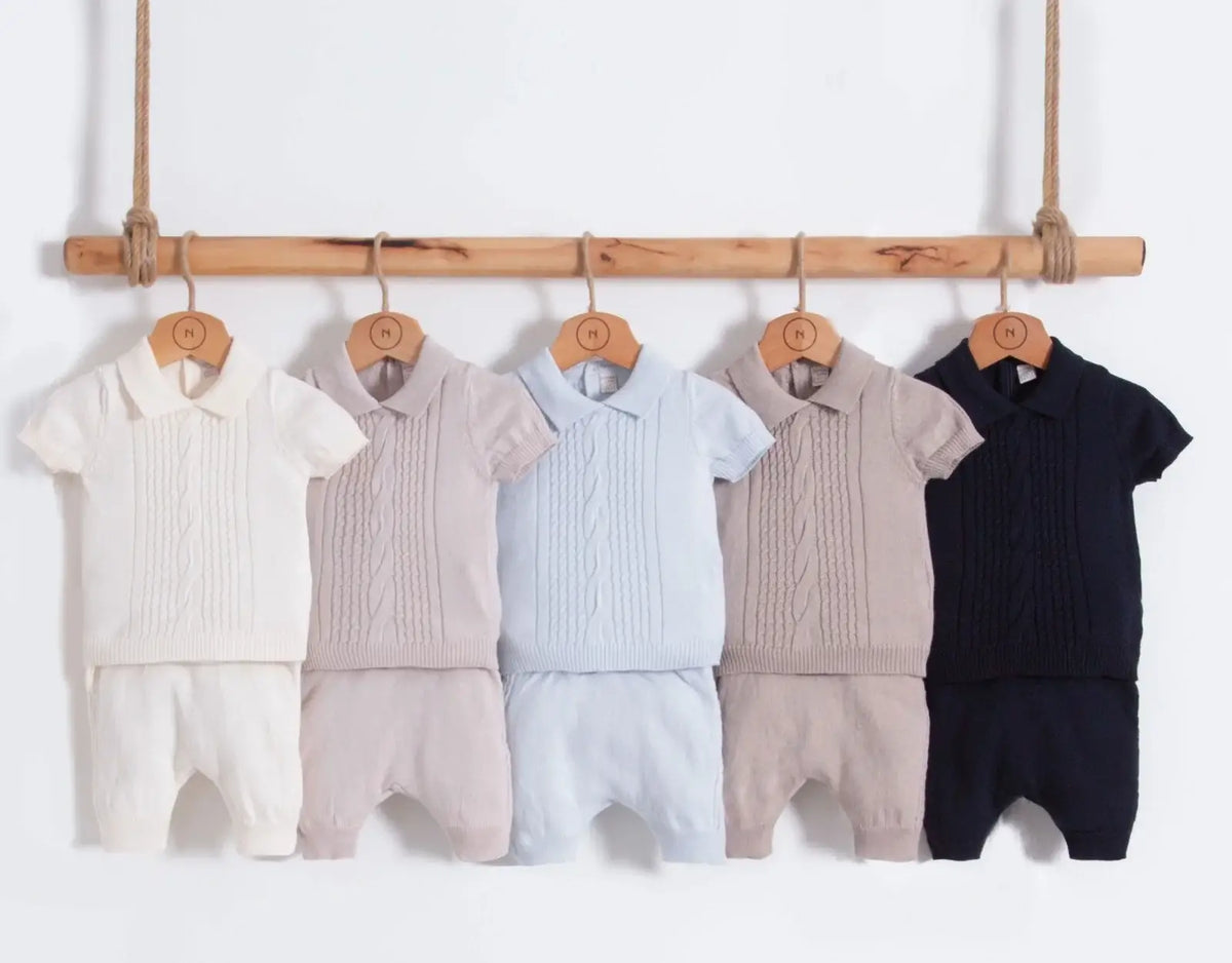 2-Piece Short Sleeve Sweater & Knitted Shorts Set 6895